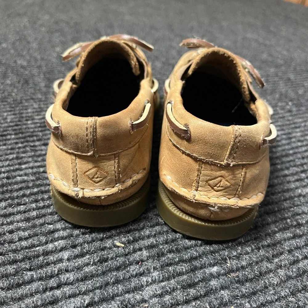 Sperry Authentic Original Boat Shoes Kids 1M Tan Leather Sahara Loafers 61394